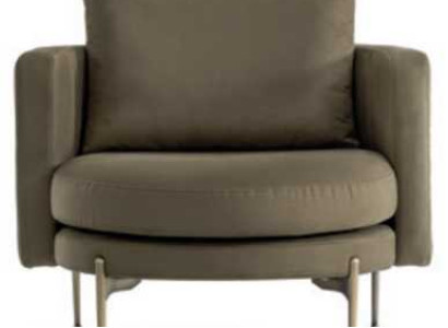 Sessel Für Wohnzımmer Modernen Design Holz mit Textil Rund Lounge Club